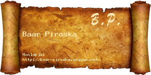 Baar Piroska névjegykártya